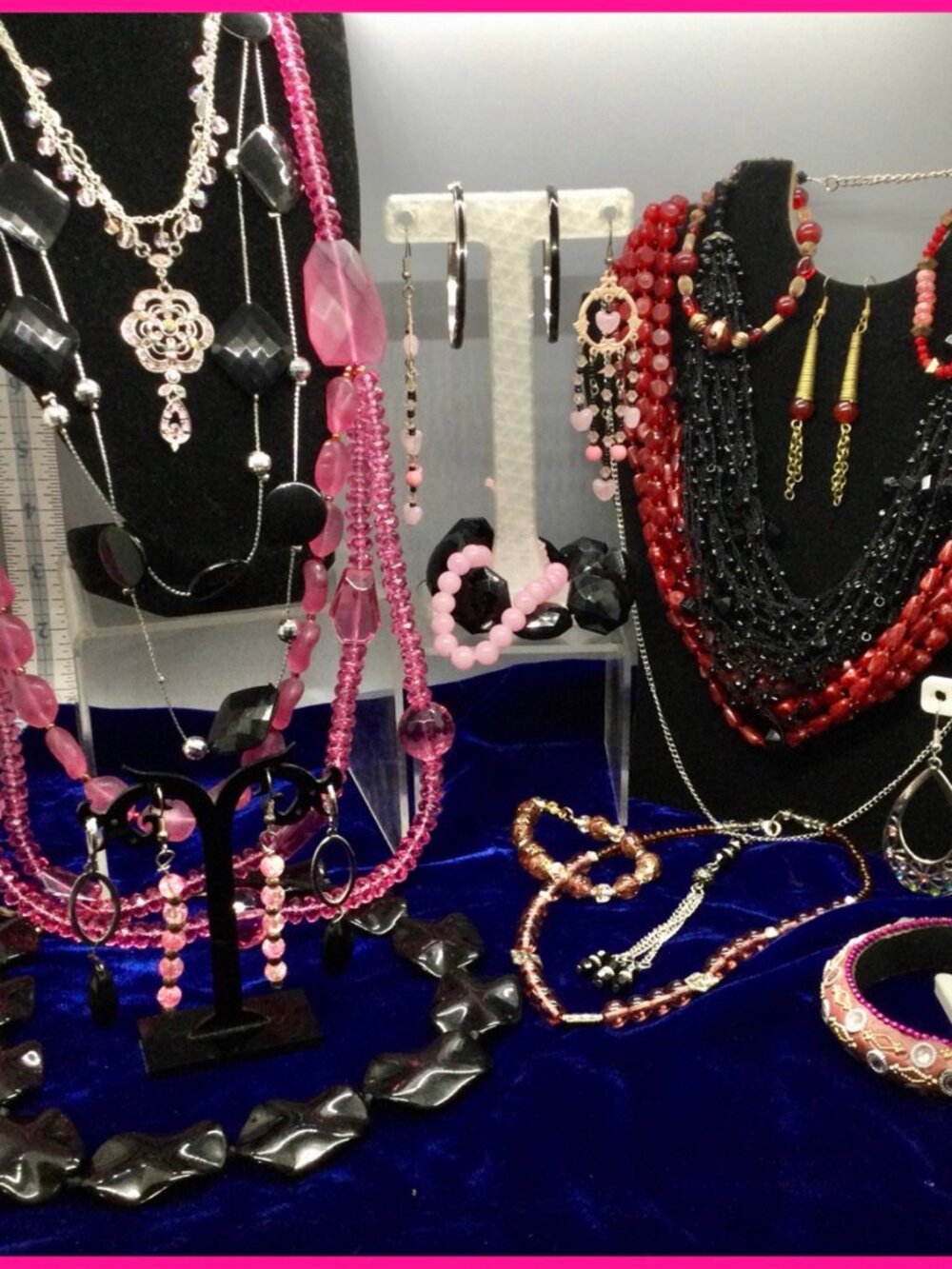 Pink,Black & Red Jewelry Lot,21 pc